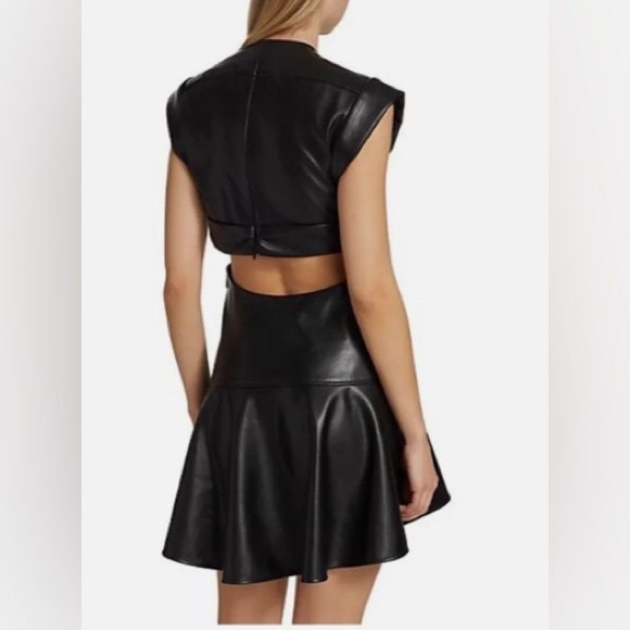 111.-Jason Wu Faux Leather Cut out Mini Dress - Picture 4 of 5